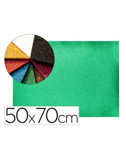 Goma eva con purpurina biodegradable liderpapel 50x70cm 60g/m2 espesor 2 mm verde