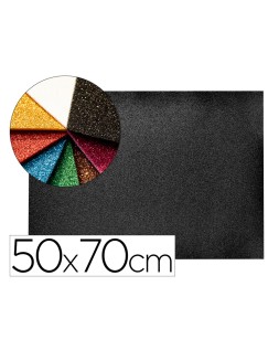 Goma eva con purpurina biodegradable liderpapel 50x70cm 60g/m2 espesor 2 mm negro