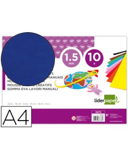 Goma eva liderpapel din a4 60g/m2 espesor 1,5mm azul paquete de 10 hojas