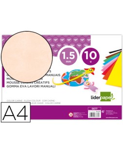 Goma eva liderpapel din a4 60g/m2 espesor 1,5mm carne paquete de 10 hojas
