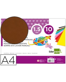 Goma eva liderpapel din a4 60g/m2 espesor 1,5mm marron paquete de 10 hojas