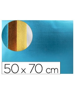 Goma eva liderpapel 50x70 cm espesor 2 mm metalizada azul claro