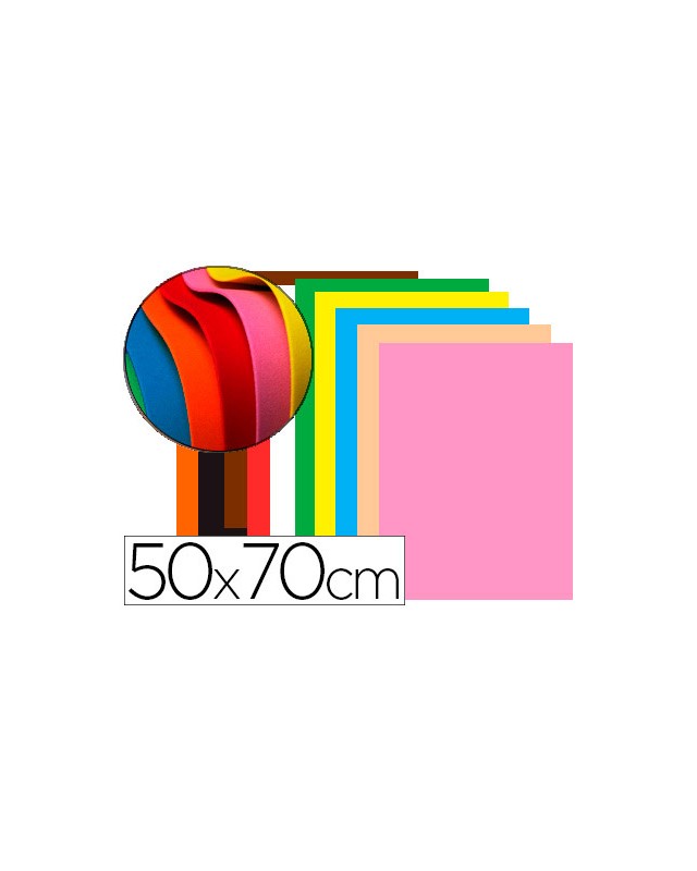 Goma eva liderpapel 50x70cm 60g/m2 espesor 1,5mm colores surtidos