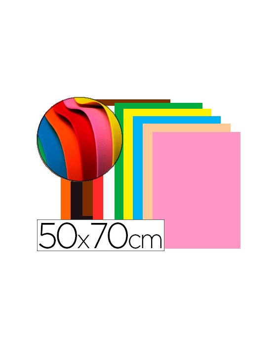 Goma eva liderpapel 50x70cm 60g/m2 espesor 1,5mm colores surtidos