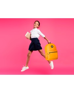 Mochila antartik con asa y bolsillo frontal con cremallera color mostaza 320x140x430 mm