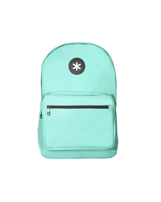 Mochila antartik con asa y bolsillo frontal con cremallera color verde menta 320x140x430 mm