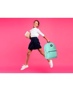 Mochila antartik con asa y bolsillo frontal con cremallera color verde menta 320x140x430 mm