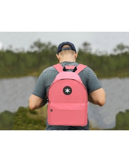 Mochila antartik con asa y bolsillos con cremallera color coral 310x160x410 mm