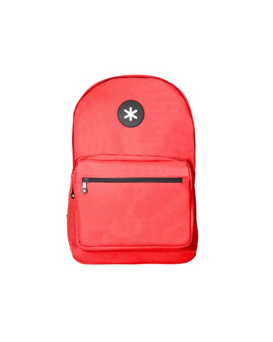 Mochila antartik con asa y bolsillo frontal con cremallera color rojo 320x140x430 mm