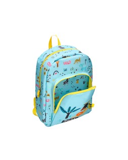 Mochila escolar liderpapel safari infantil azul leon 330x110x250 mm