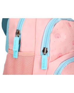 Mochila escolar liderpapel multibolsillo infantil rosa rainbows 350x110x270 mm