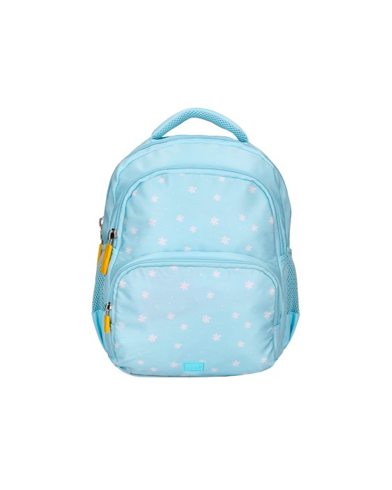Mochila escolar liderpapel multibolsillo infantil azul flowers 350x110x270 mm