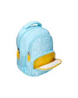 Mochila escolar liderpapel multibolsillo infantil azul flowers 350x110x270 mm