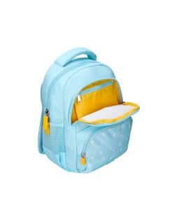 Mochila escolar liderpapel multibolsillo infantil azul flowers 350x110x270 mm