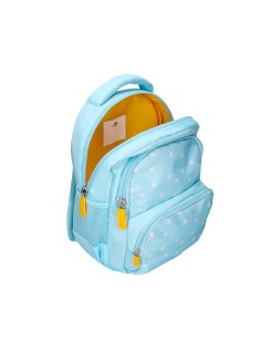 Mochila escolar liderpapel multibolsillo infantil azul flowers 350x110x270 mm