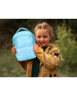 Mochila escolar liderpapel multibolsillo infantil azul flowers 350x110x270 mm