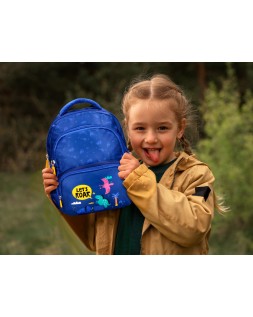 Mochila escolar liderpapel multibolsillo infantil azul dino 350x110x270 mm