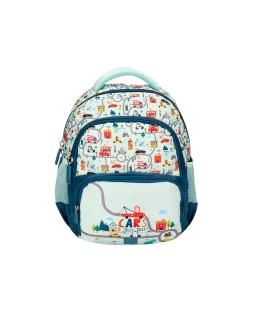 Mochila escolar liderpapel multibolsillo infantil azul cars 350x110x270 mm