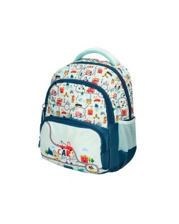 Mochila escolar liderpapel multibolsillo infantil azul cars 350x110x270 mm