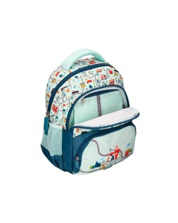 Mochila escolar liderpapel multibolsillo infantil azul cars 350x110x270 mm