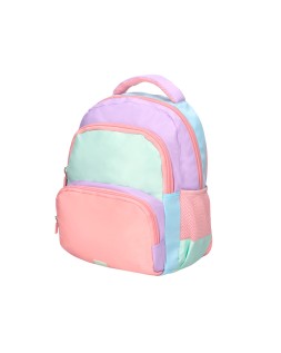 Mochila escolar liderpapel multibolsillo infantil azul rosa morado 350x110x270 mm