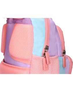 Mochila escolar liderpapel multibolsillo infantil azul rosa morado 350x110x270 mm
