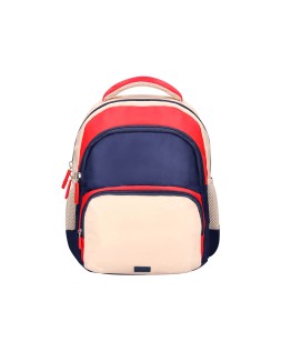 Mochila escolar liderpapel multibolsillo infantil azul marino rojo beige 350x110x270 mm