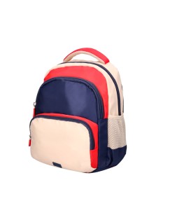 Mochila escolar liderpapel multibolsillo infantil azul marino rojo beige 350x110x270 mm