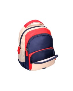 Mochila escolar liderpapel multibolsillo infantil azul marino rojo beige 350x110x270 mm