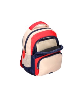 Mochila escolar liderpapel multibolsillo infantil azul marino rojo beige 350x110x270 mm