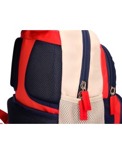 Mochila escolar liderpapel multibolsillo infantil azul marino rojo beige 350x110x270 mm