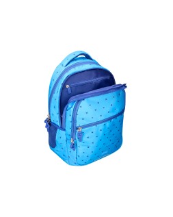 Mochila escolar liderpapel multibolsillo para portatil azul cruces 450x145x300 mm