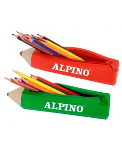 Bolso escolar portatodo alpino forma lapiz soft con 12 lapices de colores