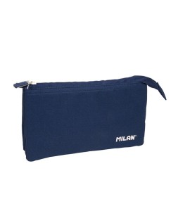 Bolso escolar portatodo milan 1918 collection 3 cremalleras y 5 compartimentos azul marino 215x35x125 mm