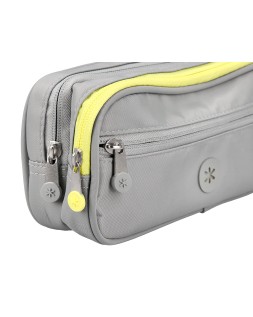 Estuche portatodo antartik fusion flex 3 cremalleras gris compañero mochila 100x60x220 mm
