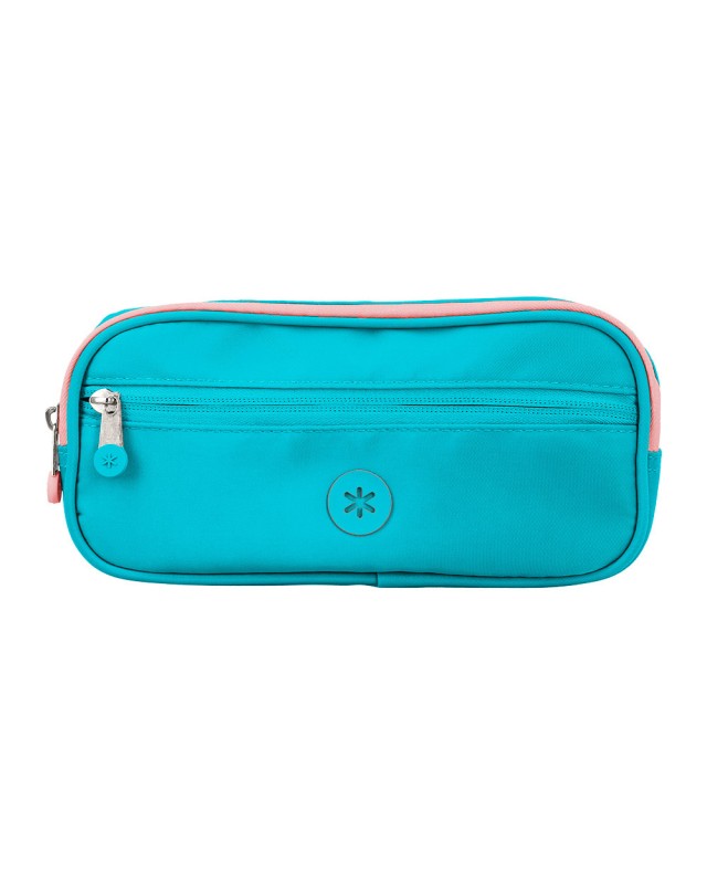 Estuche portatodo antartik fusion flex 3 cremalleras turquesa compañero mochila 100x60x220 mm