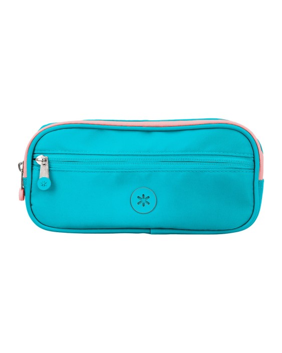 Estuche portatodo antartik fusion flex 3 cremalleras turquesa compañero mochila 100x60x220 mm