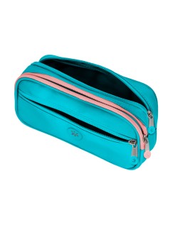 Estuche portatodo antartik fusion flex 3 cremalleras turquesa compañero mochila 100x60x220 mm