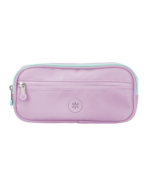 Estuche portatodo antartik fusion flex 3 cremalleras morado compañero mochila 100x60x220 mm