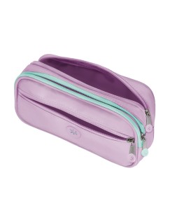 Estuche portatodo antartik fusion flex 3 cremalleras morado compañero mochila 100x60x220 mm