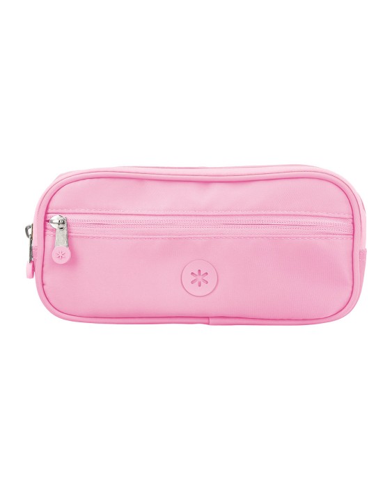 Estuche portatodo antartik fusion flex 3 cremalleras rosa compañero mochila 100x60x220 mm