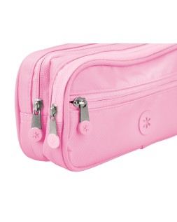 Estuche portatodo antartik fusion flex 3 cremalleras rosa compañero mochila 100x60x220 mm