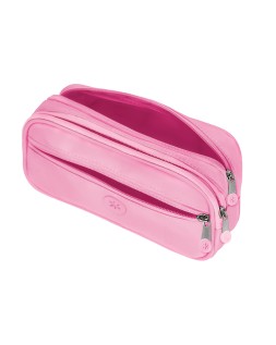 Estuche portatodo antartik fusion flex 3 cremalleras rosa compañero mochila 100x60x220 mm
