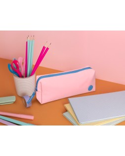 Estuche portatodo antartik basic pack 1 compartimento rosa compañero mochila 80x55x210 mm