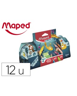 Bolso escolar portatodo maped ungle fever con 12 rotuladores colores surtidos + 12 lapices de colores