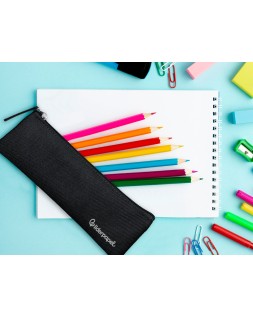 Estuche portatodo liderpapel plano estrecho una cremallera 200x60 mm negro