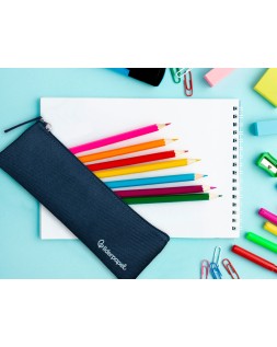 Estuche portatodo liderpapel plano estrecho una cremallera 200x60 mm azul marino