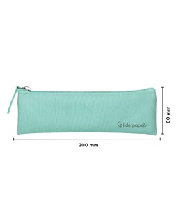 Estuche portatodo liderpapel plano estrecho una cremallera 200x60 mm verde manzana