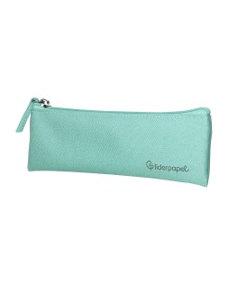 Estuche portatodo liderpapel plano estrecho una cremallera 200x60 mm verde manzana