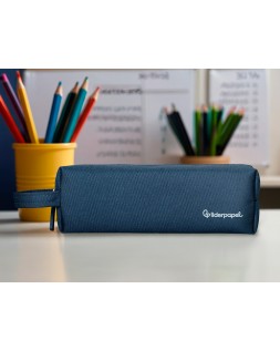 Estuche portatodo liderpapel classic rectangular con asa 210x70mm azul marino